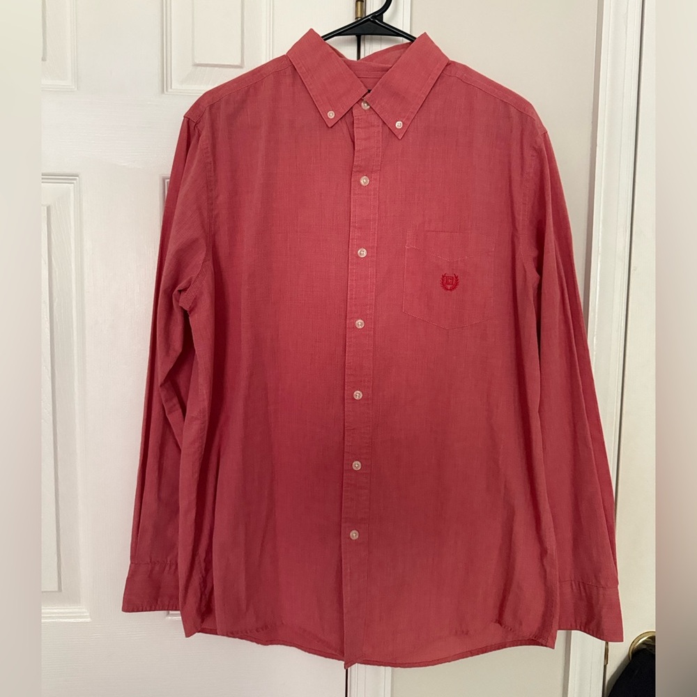 Chaps Men's Button-Down Dress Shirt in Rose Red